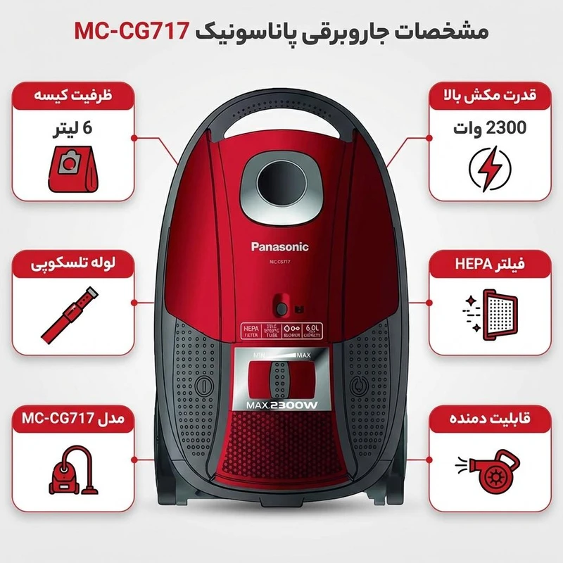 جاروبرقی پاناسونیک مدل MC-CG717 3 Panasonic vacuum cleaner model MC CG717